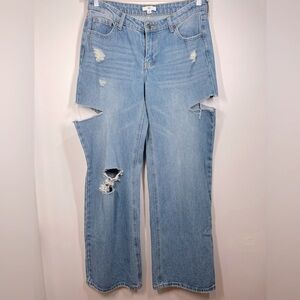 BP Denim Jeans BP Womens Size 28 Wide Leg 90s Light Wash Thigh Slits‎